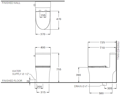 C105617 สุขภัณฑ์ แบบชิ้นเดียว 6 ลิตร รุ่น VISTA