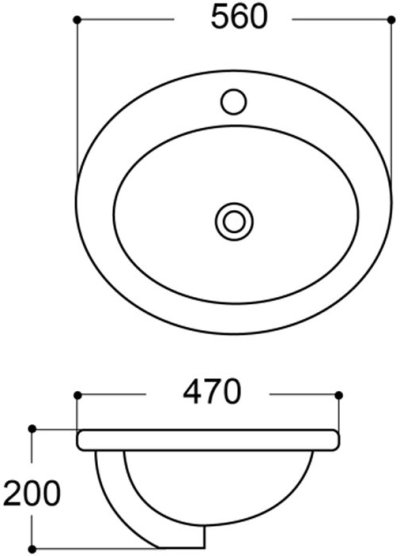 AQ 50129 อ่างล้างหน้าฝังบนเคาน์เตอร์