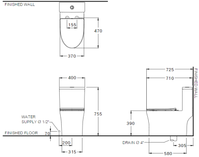 C105607 สุขภัณฑ์ แบบชิ้นเดียว 3/4.8 ลิตร รุ่น VISTRA