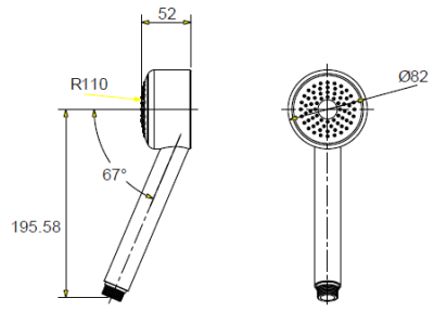 A-6010-200 หัวฝักบัวสายอ่อน ไม่รวมสายฝักบัว รุ่น MOON SHADOW 200