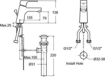 A-0401-100 ก๊อกผสมอ่างล้างหน้า รุ่น CONCEPT SQUARE