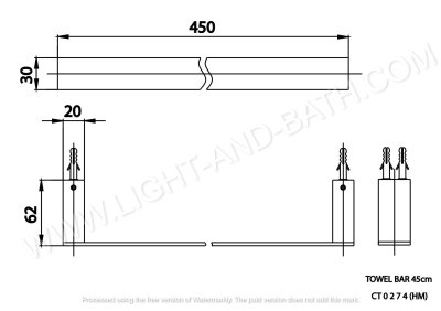 CT0274#GR2(HM) ราวแขวนผ้า 45 ซม. รุ่น EDGE