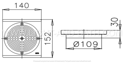 CT645Z2(HM) ตะแกรงระเบียงติดตั้งกับท่อพีวีซีขนาด 4 นิ้ว ไม่มีฝา (หน้าแปลน 5.5 นิ้ว)