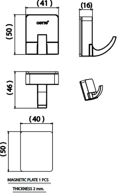 CT0312(HM) ขอแขวนผ้า รุ่น MAGNETO