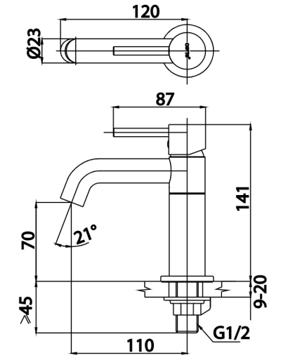 CT1198A1N#BL(HM) ก๊อกเดี่ยวอ่างล้างหน้าแบบก้านโยก (สีดำ) รุ่น GEO