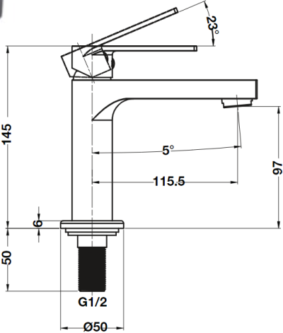 589.25.244 ก๊อกเดี่ยวอ่างล้างหน้า สีดำ