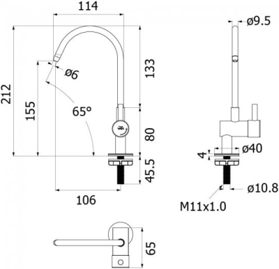 HFVSB-1000W16 ก๊อกเดี่ยวสำหรับเครื่องกรองน้ำ