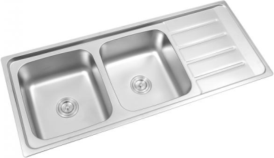 HLS14-12050-2 ชุดอ่างล้างจานสเตนเลส304 2หลุม แบบมีที่พักจาน