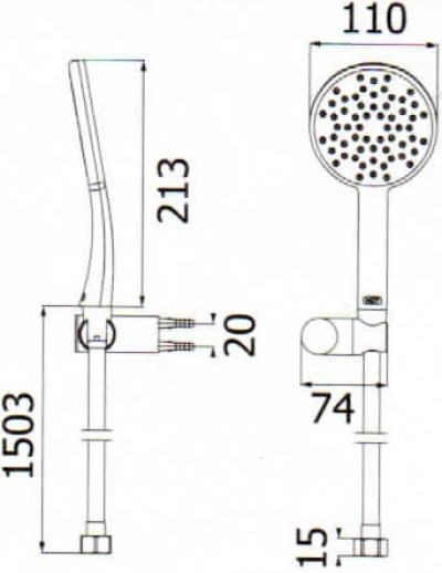 FJHOF-166AWZ ฝักบัวมือถือด้ามโค้งสีขาว 4" พร้อมสายพลาสติก และขายึด