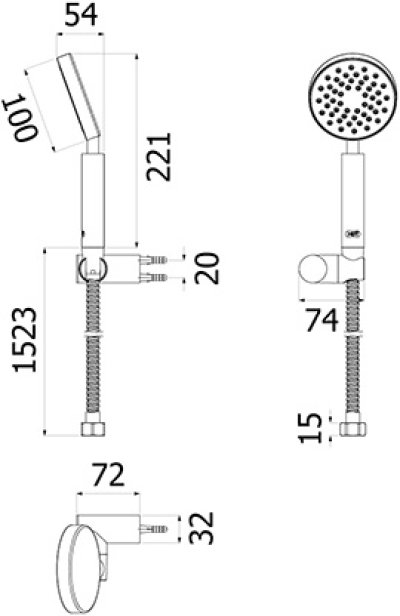 SAVE03-A120AC ฝักบัวมือถือ4"ด้ามโค้ง สายอะคริลิค1.5M.พร้อมขายึด ชุบโครเมี่ยม ประหยัดน้ำเบอร์ 3