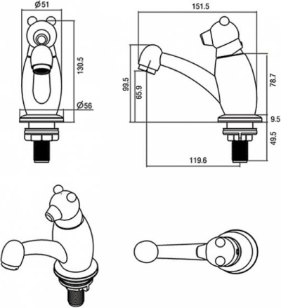 HFVSP-200091 ก๊อกเดี่ยวอ่างล้างหน้าตั้งพื้น รุ่น POLAR.B