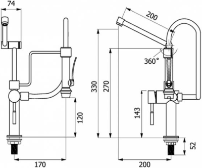 HFVSP-1000A9 ก๊อกเดี่ยวอ่างซิ้งค์ปรับระดับตั้งพื้น รุ่น MARATHON