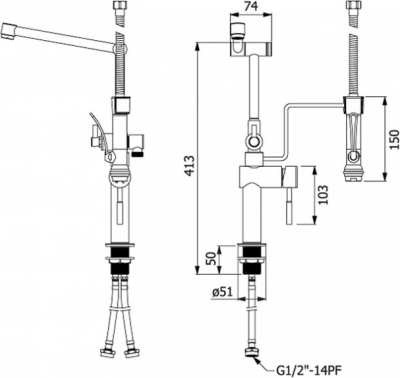 HFVSP-1001A9 ก๊อกเดี่ยวผสมอ่างซิงค์ปรับระดับตั้งพื้น รุ่น MARATHON