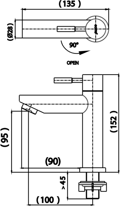 CT1266C54#SA(HM) ก๊อกเดี่ยวอ่างล้างหน้า (SIZE S) รุ่น TITUS