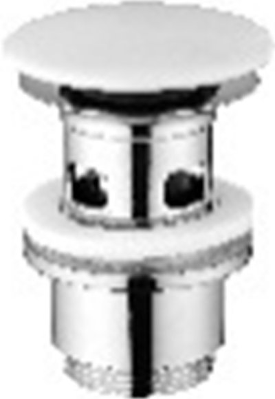 KA-08-251-11 สะดืออ่างล้างหน้าแบบกด (ไม่มีรูน้ำล้น) ฝาปิดเซรามิคสีขาว