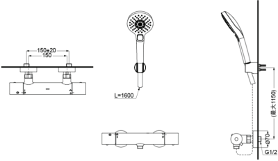TBV01401TR ก๊อกผสมสำหรับยืนอาบน้ำ แบบปรับอุณหภูมิคงที่ ชนิดติดผนัง (ไม่รวมชุดฝักบัวสายอ่อน)