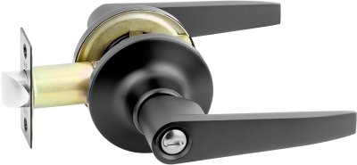 HQ446-TLB03BK มือจับก้านโยกอลูมิเนียม สำหรับห้องน้ำ แบบไม่มีลูกกุญแจ สีดำระบบ TUBULAR LOCK