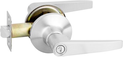 HQ446-TLS03BK มือจับก้านโยกอลูมิเนียม สำหรับห้องน้ำ แบบไม่มีลูกกุญแจ สีสเตนเลส ระบบ TUBULAR LOCK