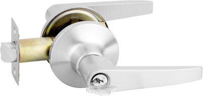 HQ446-TLS03ET มือจับก้านโยกอลูมิเนียม สำหรับห้องทั่วไป แบบมีลูกกุญแจ สีสเตนเลส ระบบ TUBULAR LOCK