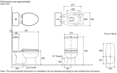 K-75750X-S-WK สุขภัณฑ์ แบบสองชิ้น 3/4.5 ลิตร รุ่น FERN