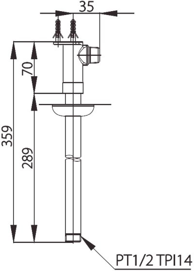 Z426 ก้านสำหรับฝักบัวก้านแข็งออกจากเพดาน ยาว 30 ซม.