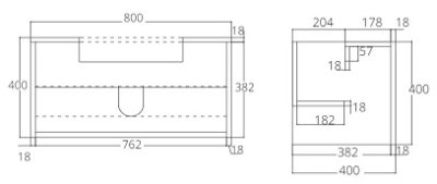 V0583#PJ ตู้เก็บของใต้อ่างล้างหน้าแบบแขวนผนัง สำหรับอ่าง C02717