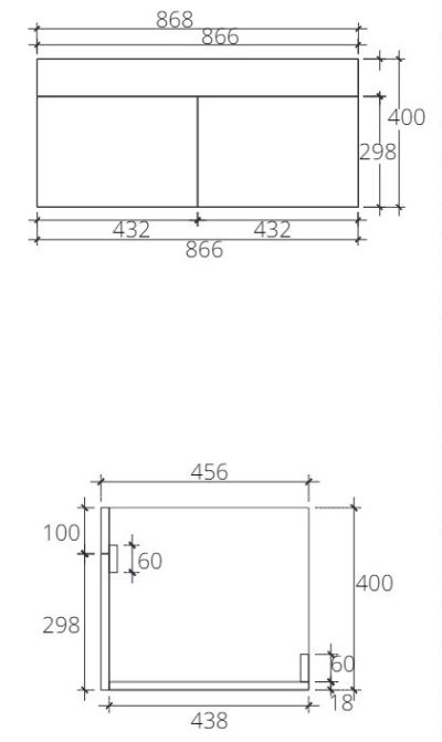 VP0009P3 ตู้เก็บของใต้อ่างแบบแขวนผนัง สำหรับ C0900