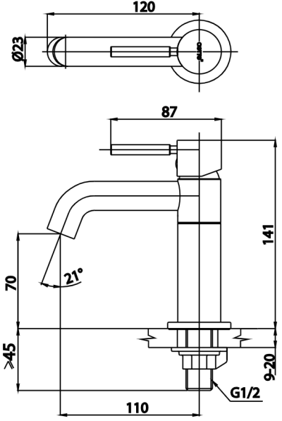CT1198A1N#MM(HM) ก๊อกน้ำเย็นอ่างล้างหน้า สีเขียวมินท์ รุ่น GEO