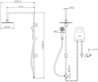 WS-8096R ชุดฝักบัวอาบน้ำ แบบเรนชาวเวอร์