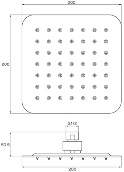WS-8281ES หัวฝักบัวก้านแข็ง ขนาด 8 นิ้ว