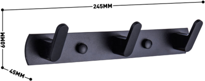 RA 5678-BLACK ขอแขวนเสื้อ 3 หัว MATT BLACK