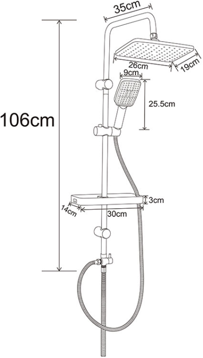 RA ALL-BLACK เรนชาวเวอร์น้ำเย็น/น้ำอุ่น ALL BLACK