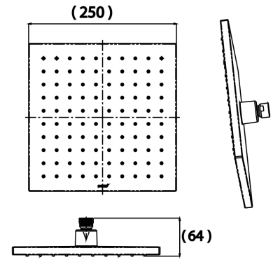 ZF14V หัวฝักบัวก้านแข็งขนาด 10X10 นิ้ว