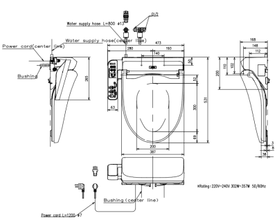TCF23710ATH ฝารองนั่ง Washlet พร้อมระบบฉีดชำระในตัว