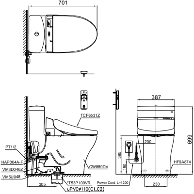 CW889UW5 สุขภัณฑ์ แบบชิ้นเดียว 4.5/3 ลิตร