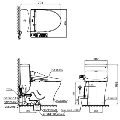 CW889UW4 สุขภัณฑ์ แบบชิ้นเดียว 4.5/3 ลิตร