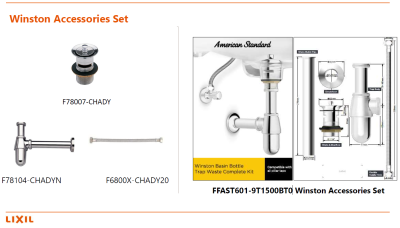 FFAST601-9T1500BT0 ชุดประกอบอ่างล้างหน้า (สะดืออ่าง+ท่อน้ำทิ้ง+สายน้ำดี)