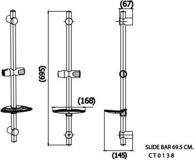 CT0138 ราวแขวนฝักบัวปรับระดับยาว 69.5 ซม.
