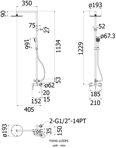 FJVHS-115DFS ชุดเรนชาวเวอร์ พร้อมก๊อกผสมยืนอาบ รุ่น MARATHON