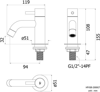 HFVSB-2000G7 ก๊อกเดี่ยวอ่างหน้าตั้งพื้น รุ่น POCKET