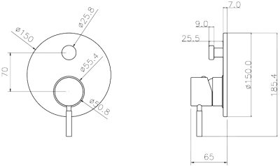 WS-0113DT ก๊อกผสมยืนอาบ แบบฝังผนัง รุ่น CHAOPRAYA