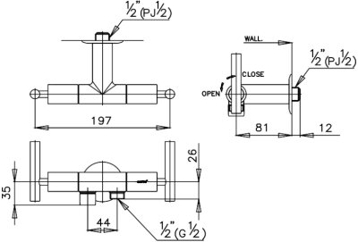 CT172C20(HM) วาล์วเปิด-ปิดน้ำเข้า 1 ออก 2 (สำหรับฝักบัวสายอ่อนและรองน้ำใส่ถัง) รุ่น CROSS