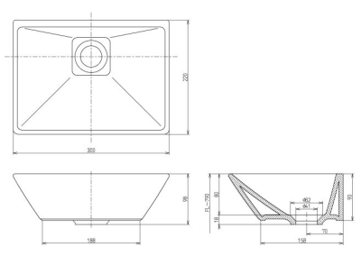L711 อ่างล้างหน้า แบบวางบนเคาน์เตอร์