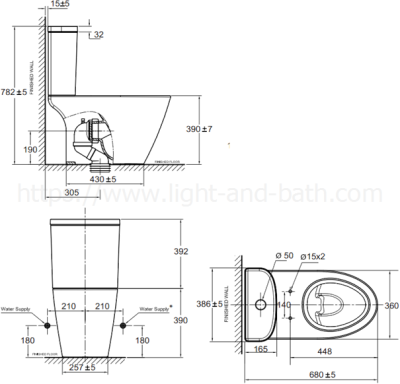 TF-2588SC-WT-0 (CL25885-6DACTST) สุขภัณฑ์ แบบสองชิ้น 4.8 ลิตร รุ่น CADET III