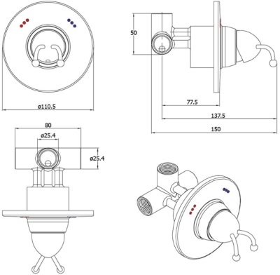 HFVSP-3131M1 ก๊อกผสมยืนอาบ แบบฝังผนัง