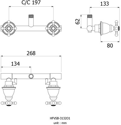 HFVSB-3132O1 ก๊อกฝักบัวฝังผนังแบบคู่ผสม รุ่น COLLANA