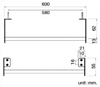 FBVHY-G101AS ราวแขวนผ้า ขนาด600MM.เกรด201HOY ผิวซาติน รุ่น SKIN