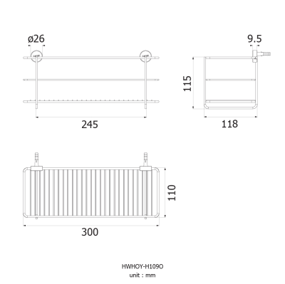 HWHOY-H109O ชั้นวางของเหลี่ยม 110x300x110 MM. (W109O)