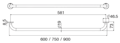 FBVHY-C750AP ราวแขวนผ้าโค้ง BA101-C750MM.PSS(ท่อ3/4")