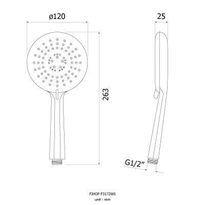 FJHOF-F3172WS ฝักบัวอาบน้ำแบบสายอ่อน 3 ระบบ สีโครเมี่ยม
